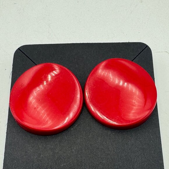 Vintage Red Round Post Back Earrings - Picture 1 of 3
